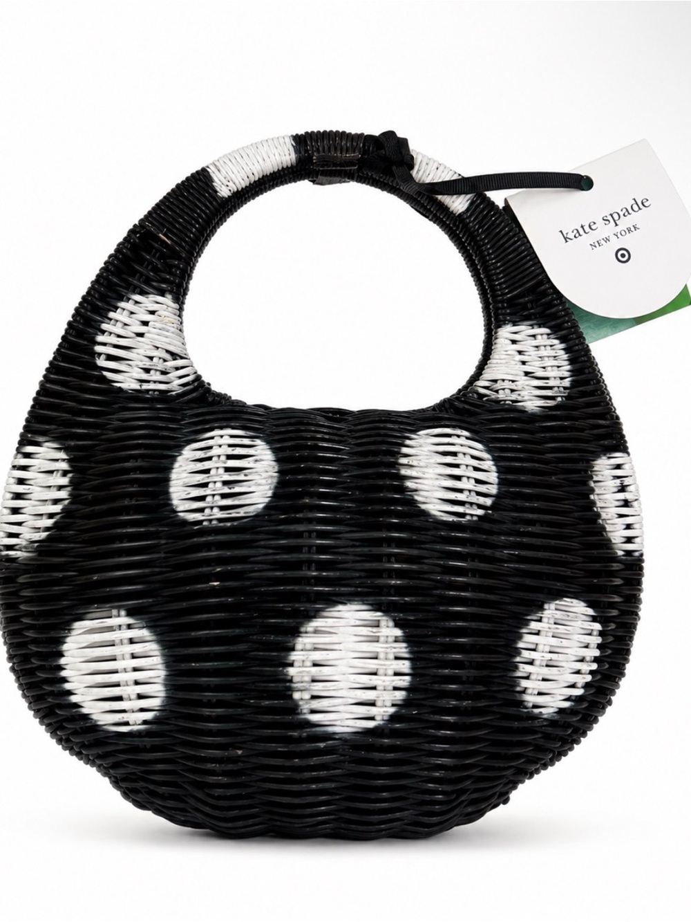 kate spade Black & White Polka Dot Mini Woven Bag - Picture 4 of 5